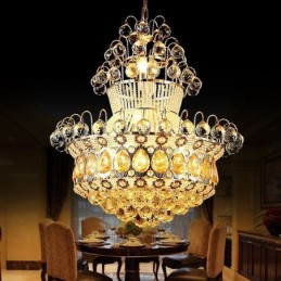 Modern Gold Empire Chandelier Simple Crystal Pendant Light