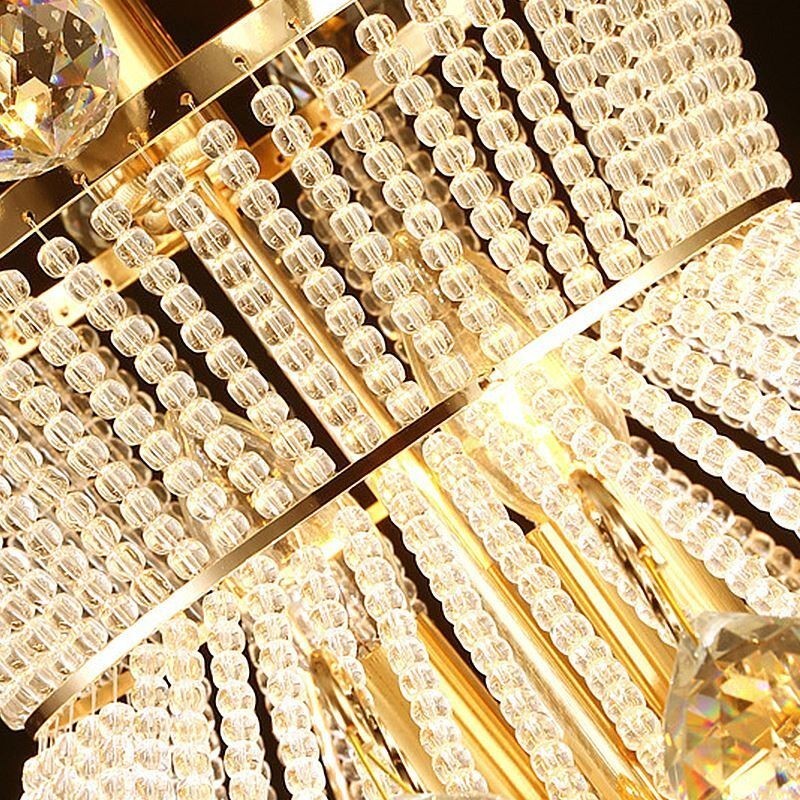 Modern Gold Empire Chandelier Simple Crystal Pendant Light
