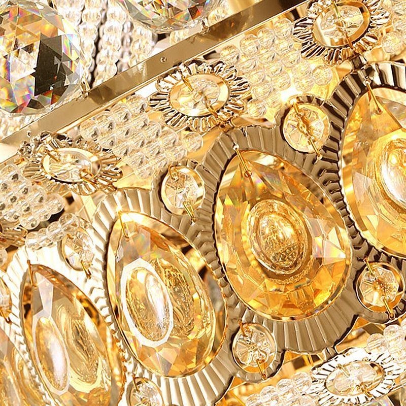 Modern Gold Empire Chandelier Simple Crystal Pendant Light