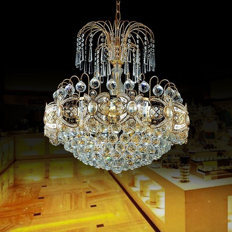 Graceful Crystal Chandelier Classic Gold Colour Pendant Light