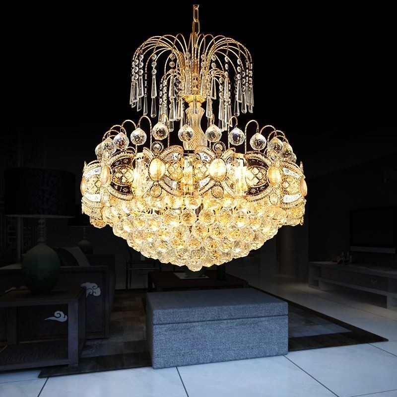 Graceful Crystal Chandelier Classic Gold Colour Pendant Light
