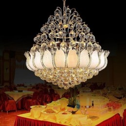 Contemporary Crystal Empire Chandelier Gold Colour Pendant Light Lotus