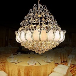Contemporary Crystal Empire Chandelier Gold Colour Pendant Light Lotus