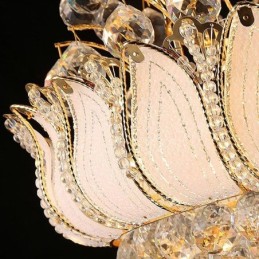Contemporary Crystal Empire Chandelier Gold Colour Pendant Light Lotus