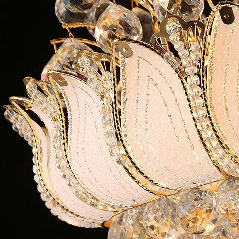 Contemporary Crystal Empire Chandelier Gold Colour Pendant Light Lotus