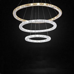 Pendant Lamps Amber and Clear K9 Crystal Chandelier Lights Lighting with 3 Ring