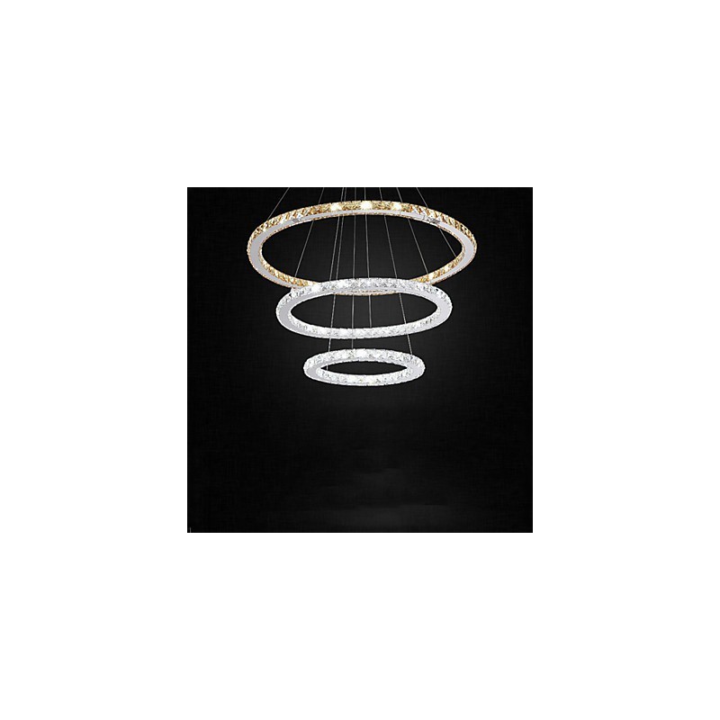 Pendant Lamps Amber and Clear K9 Crystal Chandelier Lights Lighting with 3 Ring