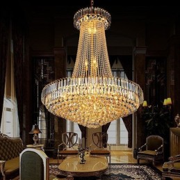 Elegant Crystal Chandelier European Pendant Light Long Hanging Chandelier Duplex Staircase