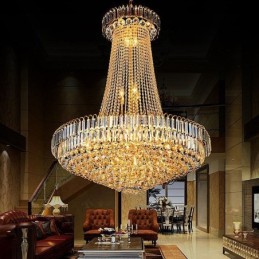 Elegant Crystal Chandelier European Pendant Light Long Hanging Chandelier Duplex Staircase