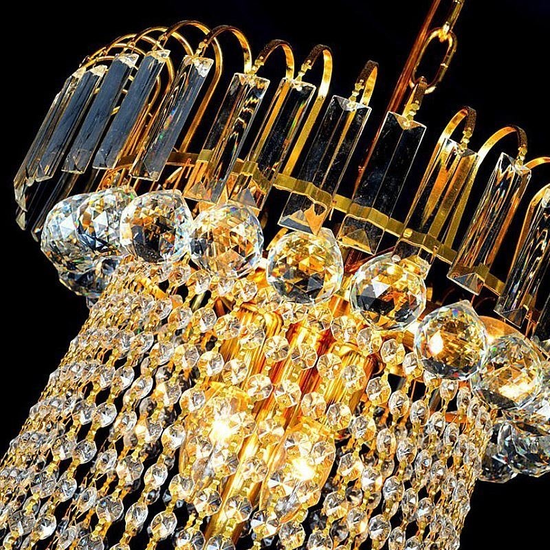 Elegant Crystal Chandelier European Pendant Light Long Hanging Chandelier Duplex Staircase