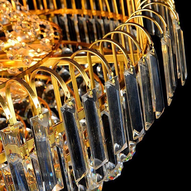 Elegant Crystal Chandelier European Pendant Light Long Hanging Chandelier Duplex Staircase