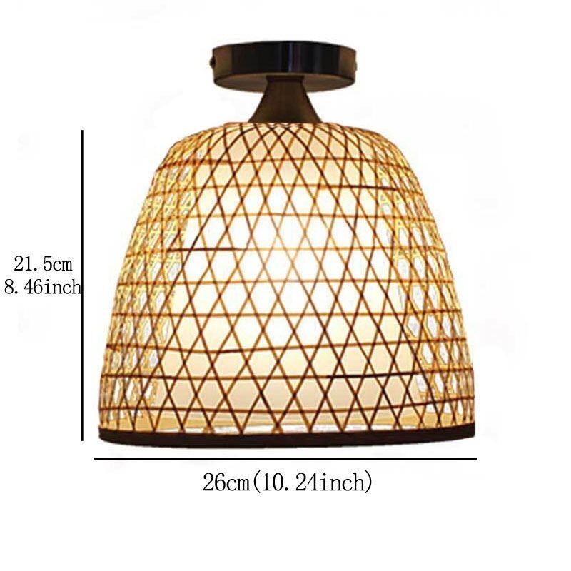 Bamboo Semi Flush Mount Creative Round Ceiling Light Vestibule Lighting