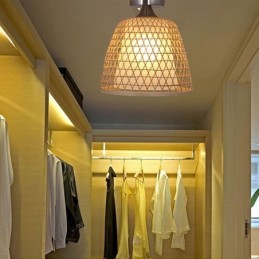 Bamboo Semi Flush Mount Creative Round Ceiling Light Vestibule Lighting