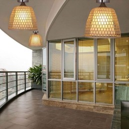 Bamboo Semi Flush Mount Creative Round Ceiling Light Vestibule Lighting