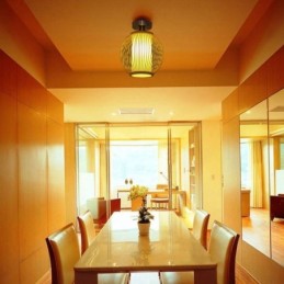 Unique Semi Flush Mount Creative Round Bamboo Ceiling Light Porch Lighting