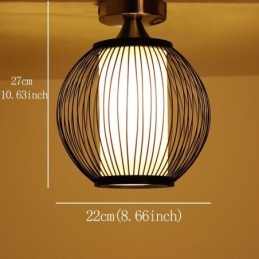 Unique Semi Flush Mount Creative Round Bamboo Ceiling Light Porch Lighting