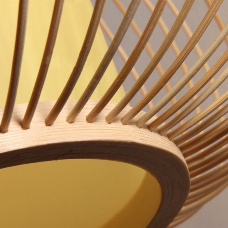 Unique Semi Flush Mount Creative Round Bamboo Ceiling Light Porch Lighting