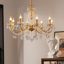 American Crystal Pendant Light Country Style Creative Iron Art Ceiling Light