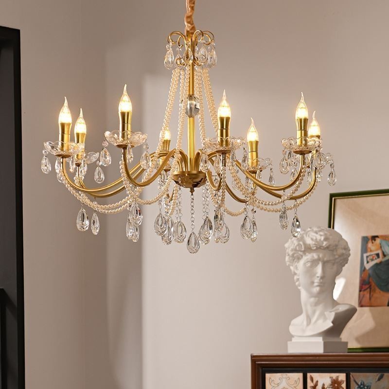 American Crystal Pendant Light Country Style Creative Iron Art Ceiling Light