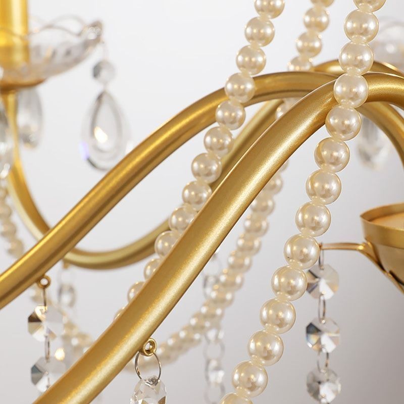 American Crystal Pendant Light Country Style Creative Iron Art Ceiling Light