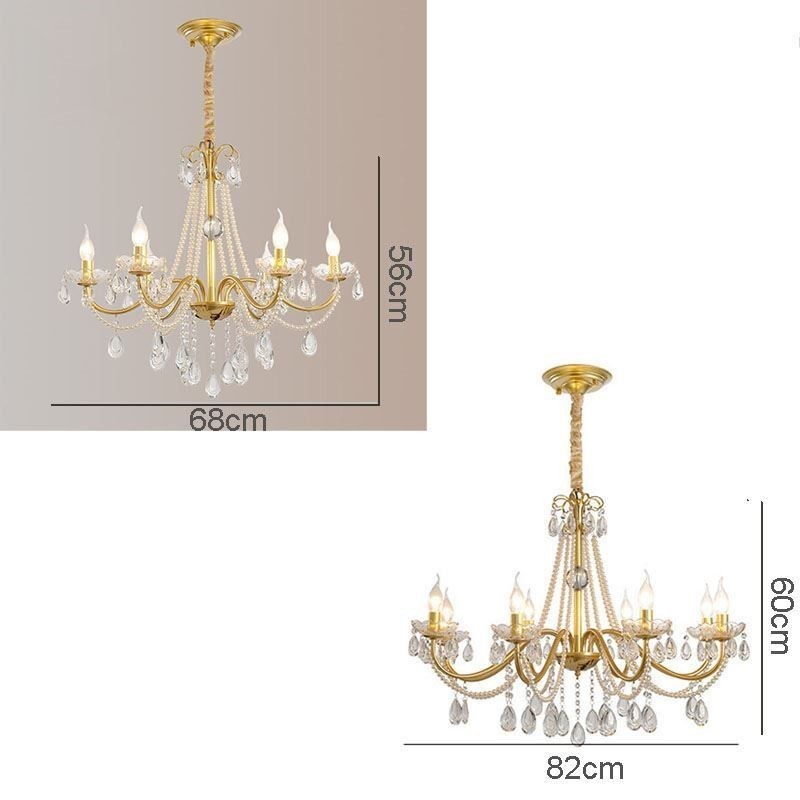 American Crystal Pendant Light Country Style Creative Iron Art Ceiling Light