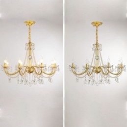 American Crystal Pendant Light Country Style Creative Iron Art Ceiling Light