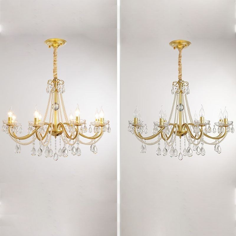 American Crystal Pendant Light Country Style Creative Iron Art Ceiling Light