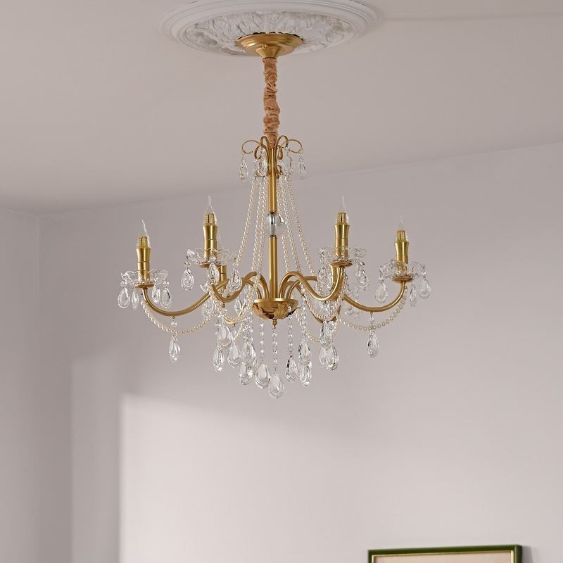 American Crystal Pendant Light Country Style Creative Iron Art Ceiling Light