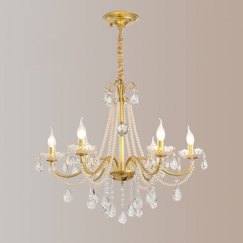 American Crystal Pendant Light Country Style Creative Iron Art Ceiling Light