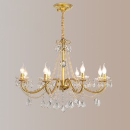 American Crystal Pendant Light Country Style Creative Iron Art Ceiling Light