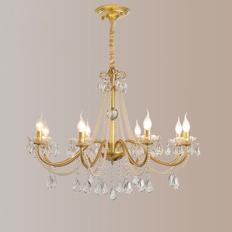 American Crystal Pendant Light Country Style Creative Iron Art Ceiling Light