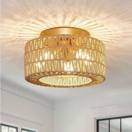 Country Style Flush Mount American Woven Cage Ceiling Light