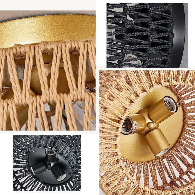 Country Style Flush Mount American Woven Cage Ceiling Light