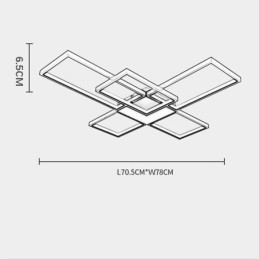 Minimalist Flush Mount Five Square Ceiling Light Stepless Dimmable With Remote Control 92W
