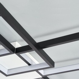 Minimalist Flush Mount Five Square Ceiling Light Stepless Dimmable With Remote Control 92W