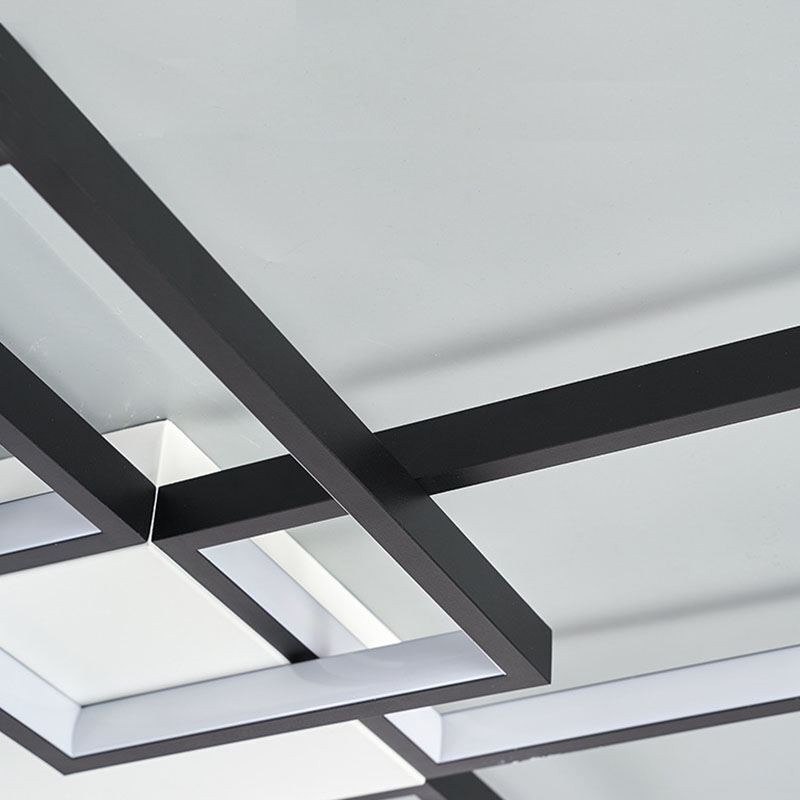 Minimalist Flush Mount Five Square Ceiling Light Stepless Dimmable With Remote Control 92W