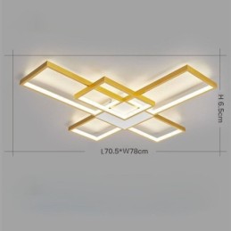 Minimalist Flush Mount Five Square Ceiling Light Stepless Dimmable With Remote Control 92W