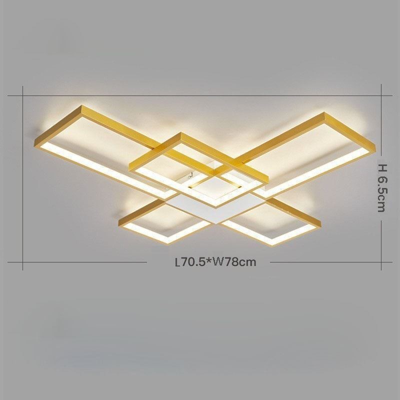 Minimalist Flush Mount Five Square Ceiling Light Stepless Dimmable With Remote Control 92W