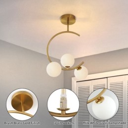 Modern And Simple Flush Mount Three Head Milky White Glass Ceiling Light G9 5W