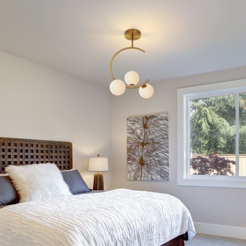 Modern And Simple Flush Mount Three Head Milky White Glass Ceiling Light G9 5W