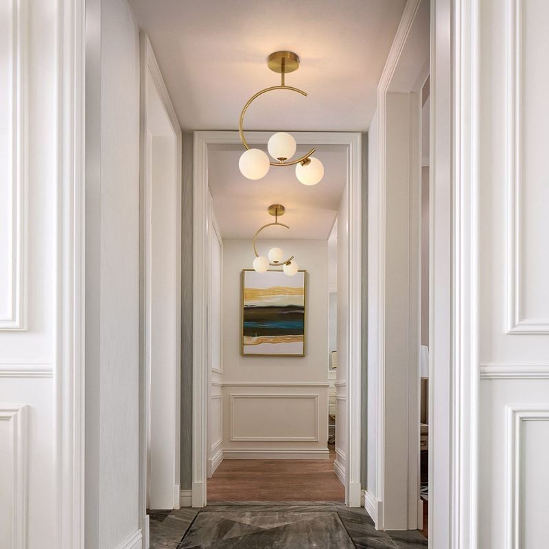 Modern And Simple Flush Mount Three Head Milky White Glass Ceiling Light G9 5W