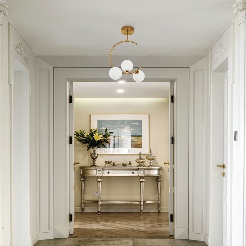 Modern And Simple Flush Mount Three Head Milky White Glass Ceiling Light G9 5W