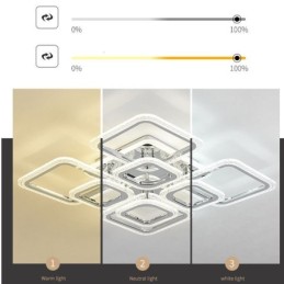 Flush Mount Acrylic Square Ceiling Light Chrome 8 Lights