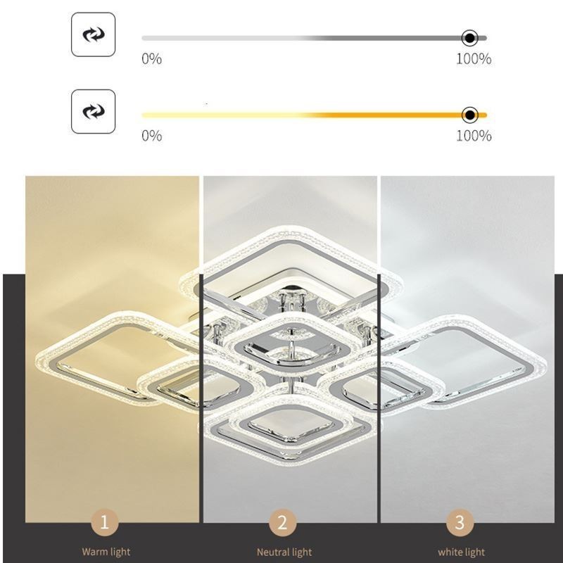 Flush Mount Acrylic Square Ceiling Light Chrome 8 Lights