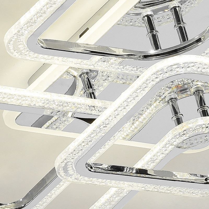 Flush Mount Acrylic Square Ceiling Light Chrome 8 Lights
