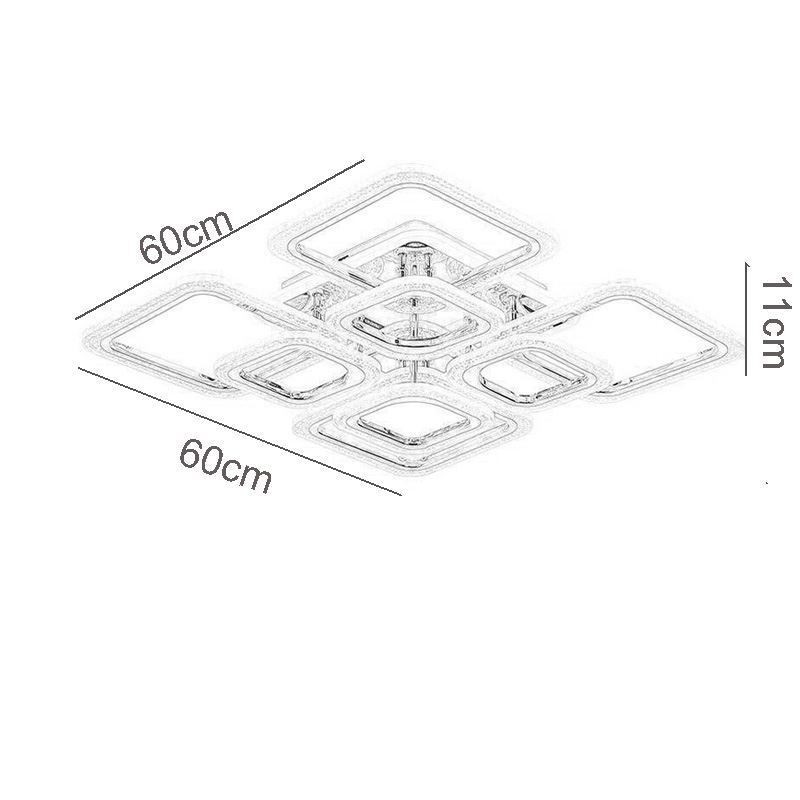 Flush Mount Acrylic Square Ceiling Light Chrome 8 Lights