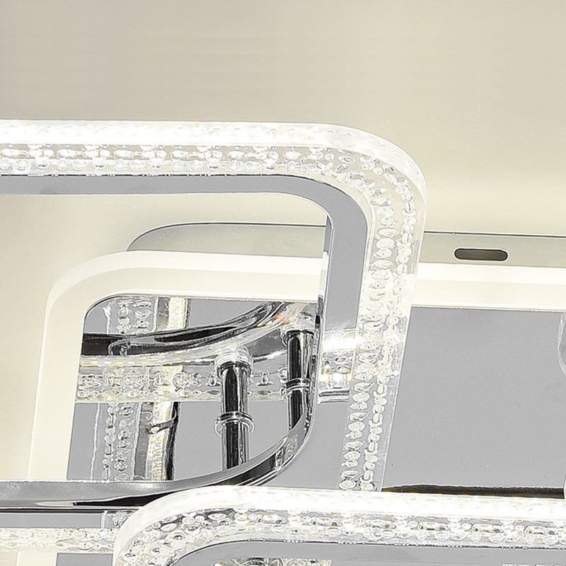 Flush Mount Acrylic Square Ceiling Light Chrome 8 Lights