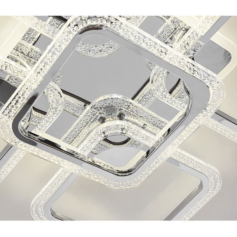 Flush Mount Acrylic Square Ceiling Light Chrome 8 Lights