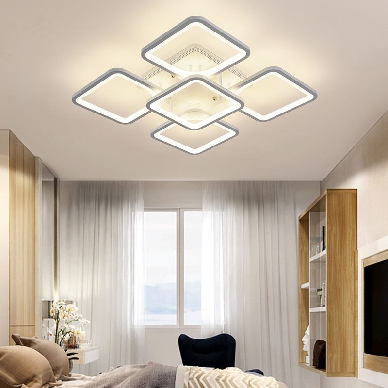 Flush Mount White Acrylic Square Ceiling Light 5 Lights 8 Lights