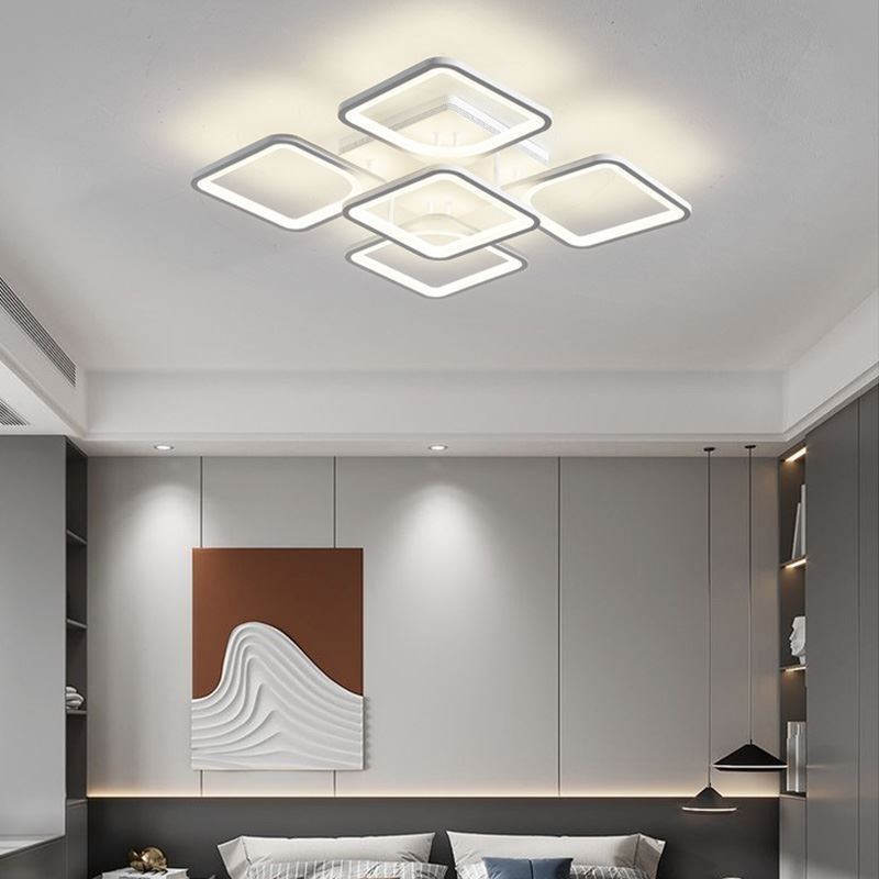 Flush Mount White Acrylic Square Ceiling Light 5 Lights 8 Lights